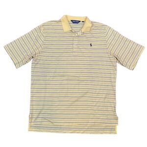 Polo Golf Ralph Lauren 100% Pima Cotton Men's Polo Bright Yellow Blue White L